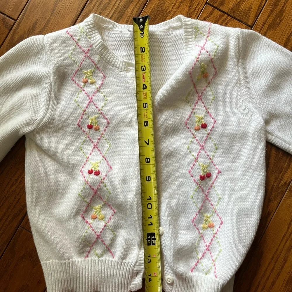 Gymboree Pink and White Sweater with Embroidered Details